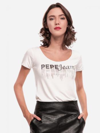 Pepe Jeans Pepe Jeans dámské krémové tričko Abbey