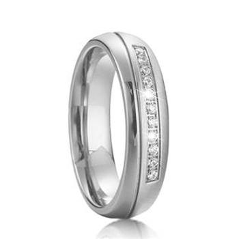 Šperky4U Dámský ocelový prsten se zirkony, šíře 5,5 mm, vel. 52 - velikost 52 - OPR0083-D-52