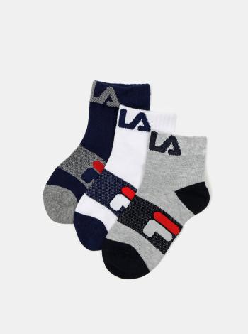 Sada tří párů dětských ponožek v modré a šedé barvě FILA
