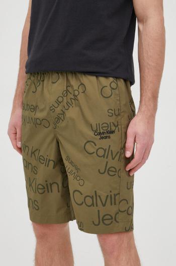 Bavlněné šortky Calvin Klein Jeans pánské, zelená barva