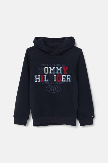 Dětská mikina Tommy Hilfiger tmavomodrá barva, s kapucí, s aplikací, KB0KB09050