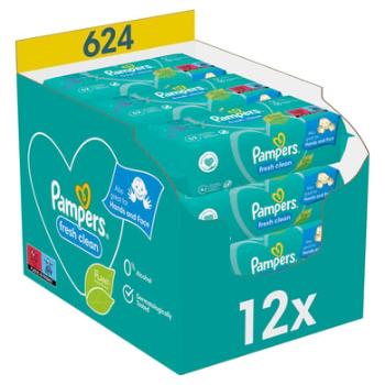 Pampers Vlhčené ubrousky Fresh Clean 624 ubrousků (12 x 52 ks)