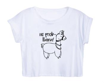 Dámské tričko Organic Crop Top No prob llama