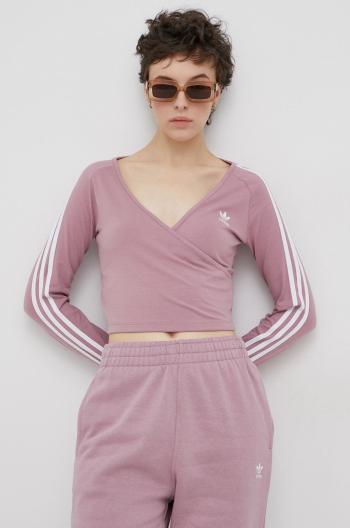 Tričko s dlouhým rukávem adidas Originals HE4957 růžová barva