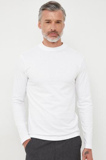 Bavlněné tričko s dlouhým rukávem Calvin Klein bílá barva