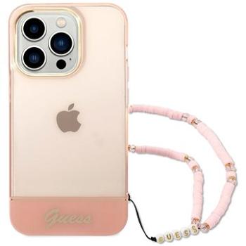 Guess PC/TPU Camera Outline Translucent Zadní Kryt s Poutkem pro iPhone 14 Pro Pink (GUHCP14LHGCOHP)