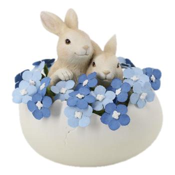 Dekorace králíčků ve skořápce s květy - 14*10*14 cm 6PR3123