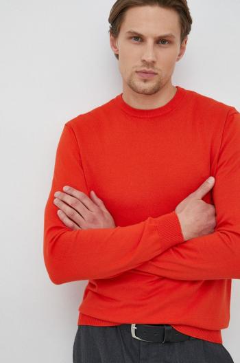 Bavlněný svetr United Colors of Benetton pánský, oranžová barva, lehký