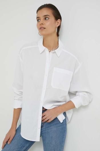 Košile Hollister Co. dámská, bílá barva, relaxed, s klasickým límcem