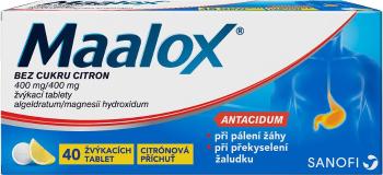 Maalox ® 400mg, bez cukru citron 40 žvýkacích tablet 40 ks