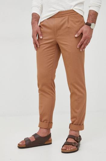 Bavlněné kalhoty Tommy Hilfiger pánské, hnědá barva, jednoduché