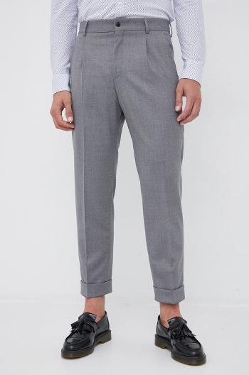 Kalhoty Hugo pánské, šedá barva, jednoduché