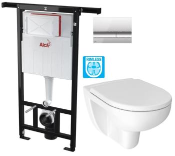 ALCADRAIN Jádromodul předstěnový instalační systém s chromovým tlačítkem M1721 + WC JIKA LYRA PLUS RIMLESS + SEDÁTKO DURAPLAST AM102/1120 M1721 LY1