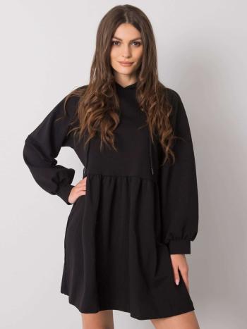 ČERNÉ MIKINOVÉ ŠATY S KAPUCÍ -RV-SK-6722.48P-BLACK Velikost: S/M