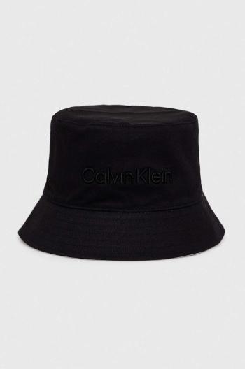 Oboustranný bavlněný klobouk Calvin Klein černá barva, bavlněný, K50K510338