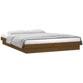 Rám postele s LED světlem medově hnědý 140×190 cm masivní dřevo, 820020 (820020)