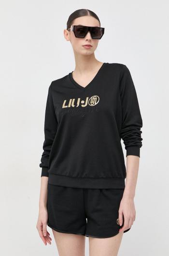 Tričko s dlouhým rukávem Liu Jo černá barva, s aplikací