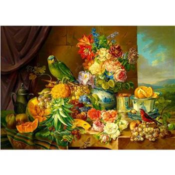Enjoy Josef Schuster: Zátiší s květinami, ovocem a papouškem 1000 dílků (1191)