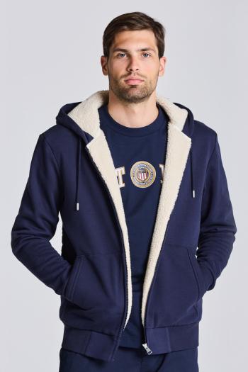 MIKINA GANT D2. SHERPA FLEECE ZIP SWEAT HOODIE modrá XXXL