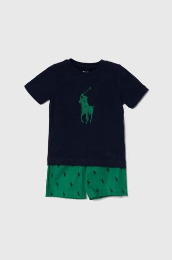 Dětské bavlněné pyžamo Polo Ralph Lauren zelená barva