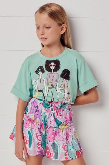 Dětské bavlněné tričko Mayoral tyrkysová barva