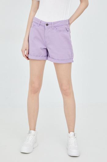 Džínové šortky Noisy May dámské, fialová barva, hladké, medium waist