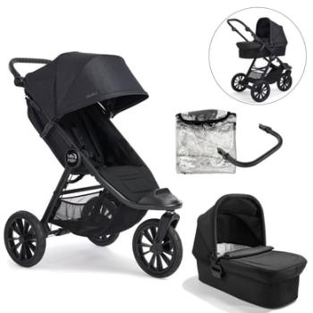 baby jogger City Elite 2 Opulent kočárek Black včetně korbičky, bezpečnostní tyče a ochrany proti povětrnostním vlivům