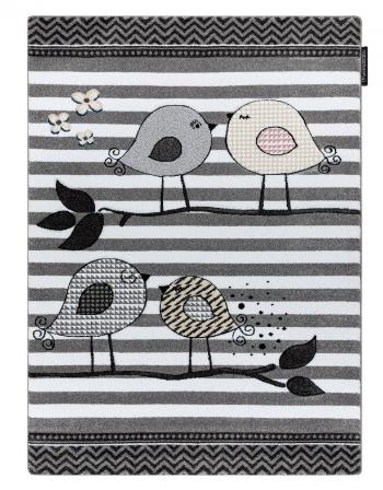 Dywany Łuszczów Dětský kusový koberec Petit Birds grey - 180x270 cm Šedá