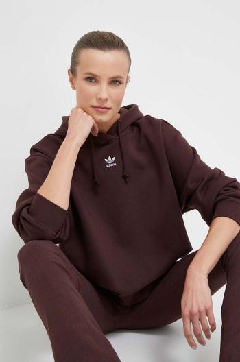 Mikina adidas Originals dámská, hnědá barva, s kapucí, hladká