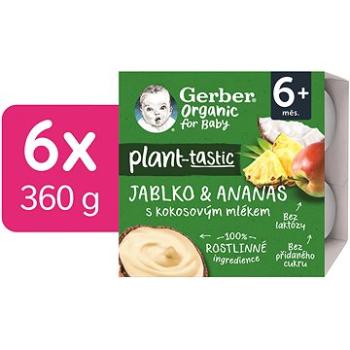 GERBER Organic 100% rostlinný dezert jablko a ananas s kokosovým mlékem 6× (4× 90 g) (7613287257482)
