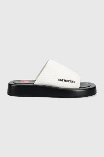 Pantofle Love Moschino dámské, bílá barva, na platformě