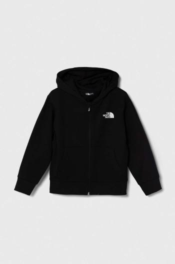 Dětská bavlněná mikina The North Face FZ OVERSIZE LIGHT HOODIE černá barva, s kapucí, s potiskem