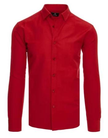 Pánská košile s dlouhým rukávem červená ELEGANT