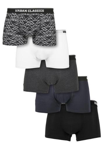 Urban Classics Organic Boxer Shorts 5-Pack tron aop+white+grey+navy+black - 4XL