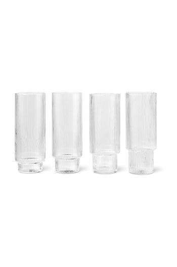 Sada sklenic na nápoje ferm LIVING Ripple Long Drink Glasses 4-pack