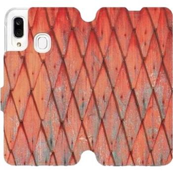 Flipové pouzdro na mobil Samsung Galaxy A40 - MK01S Oranžový vzor dřeva (5903226864522)