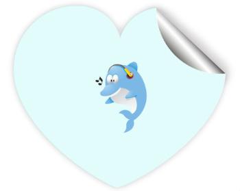 Samolepky srdce - 5 kusů Delfínek