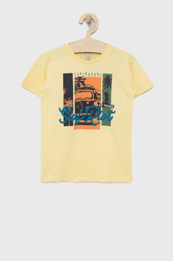 Dětské bavlněné tričko Birba&Trybeyond žlutá barva, s potiskem