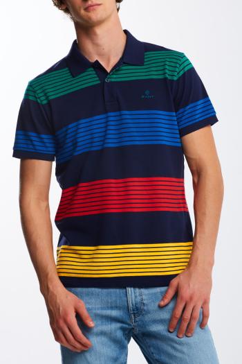 POLOKOŠILE GANT D1. MULTISTRIPE PIQUE SS RUGGER modrá XL