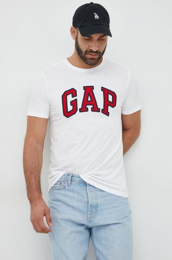 Bavlněné tričko GAP bílá barva, s aplikací
