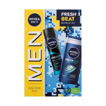 Nivea Men Fresh Beat dárková kazeta sprchový gel Men Fresh Kick 250 ml + antiperspirant Men Deep Beat 150 ml pro muže