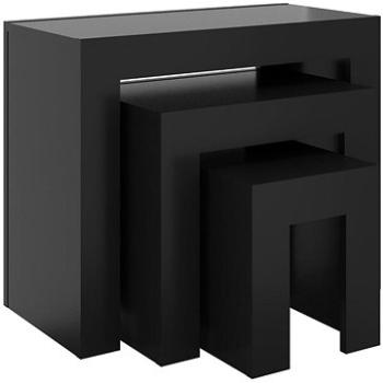 SHUMEE Hnízdové konferenční stolky 3 ks černé vysoký lesk dřevotříska, 808547 (808547)