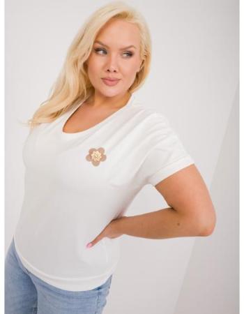 Dámská halenka s krátkými rukávy plus size ecru béžová 