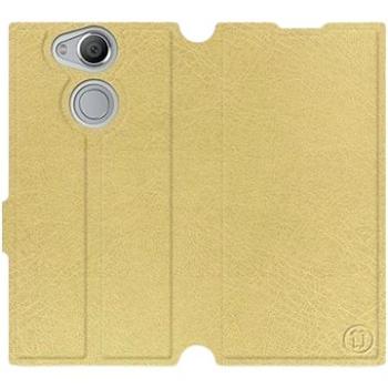 Flip pouzdro na mobil Sony Xperia XA2 v provedení  Gold&Gray s šedým vnitřkem (5903226014859)