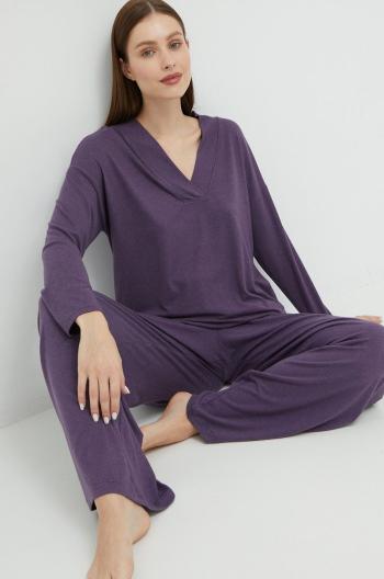 Pyžamové tričko s dlouhým rukávem United Colors of Benetton fialová barva