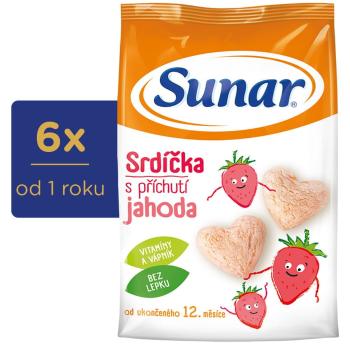 Sunar dětské křupky jahodová srdíčka 6 x 50 g