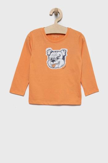 Dětská bavlněná košile s dlouhým rukávem Tom Tailor oranžová barva, s aplikací