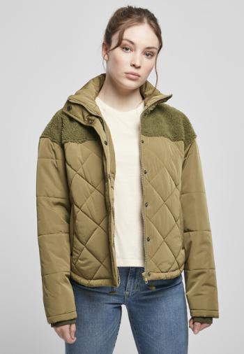 Urban Classics Ladies Oversized Diamond Quilt Puffer Jacket tiniolive - M