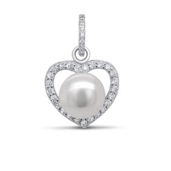 Brilio Silver Romantický stříbrný přívěsek se zirkony a perlou PT05