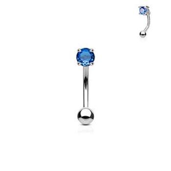 Šperky4U Piercing do obočí - zirkon, tm. modrá barva - OB1002-B